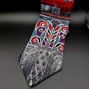 Vintage Allyn Saint George American Couture Rockola Art Deco Silk Tie